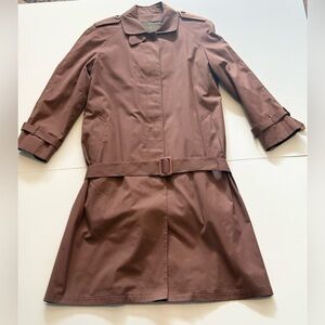 London Fog Overcoat Jacket Womens Size 10 Petite Belt Removable Liner Mauve VTG